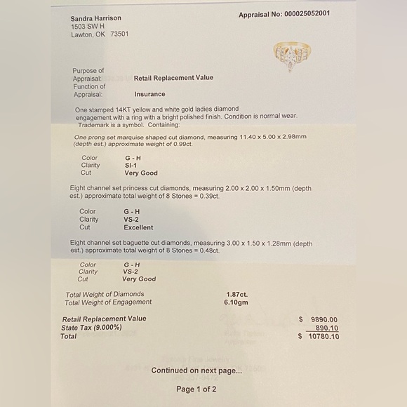 Genuine diamond wedding ring, 1ct marquee, princess & baguettes 14KT gold 1.87ct - Picture 8 of 9